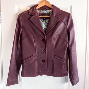 Bernardo Plum Lamb Leather Blazer